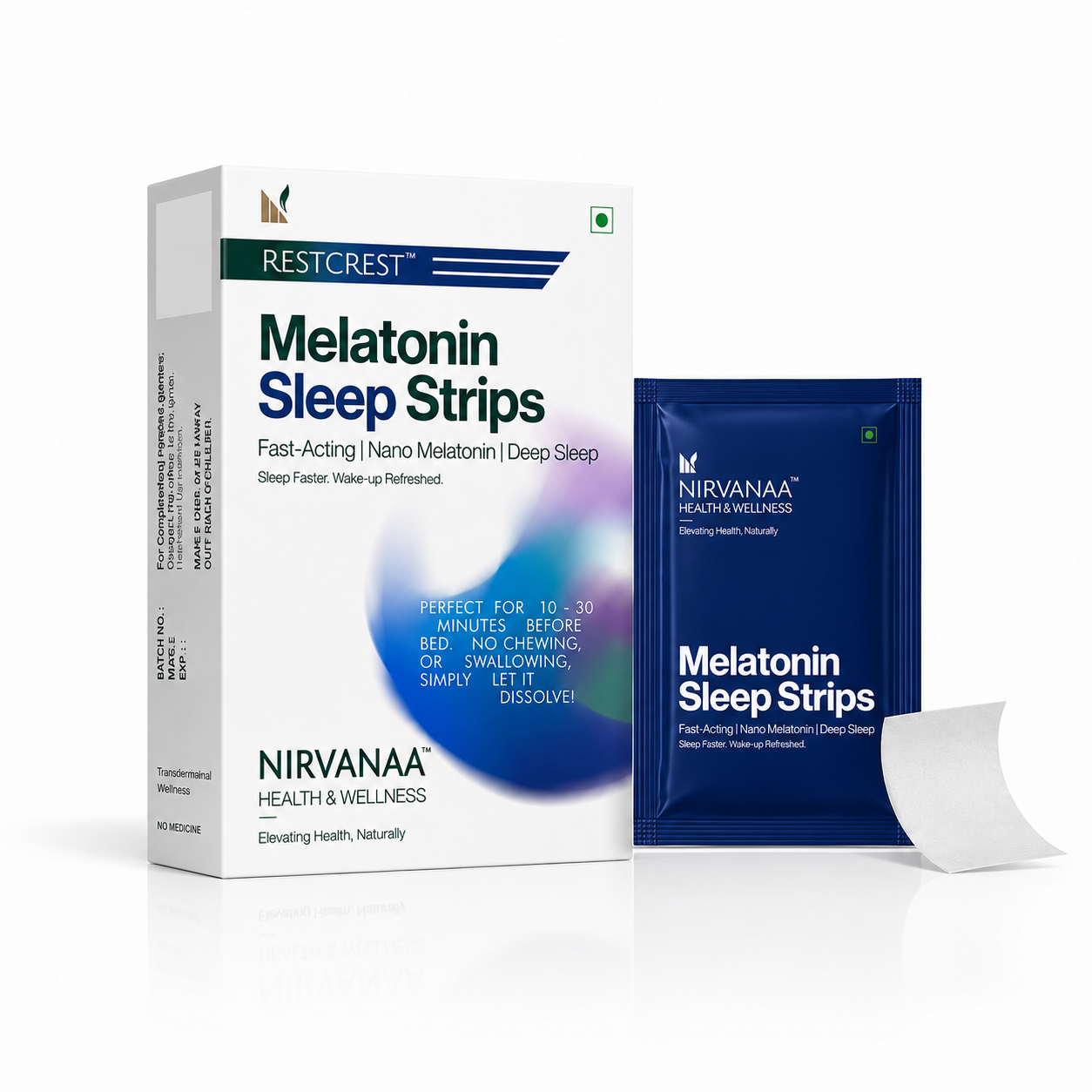 RESTCREST Melatonin Sleep Strips 5mg | Fast Absorbing, Non-Habit Forming, Promotes Deep Sleep | Eases Jet Lag | Sugar-Free | Mint Flavour