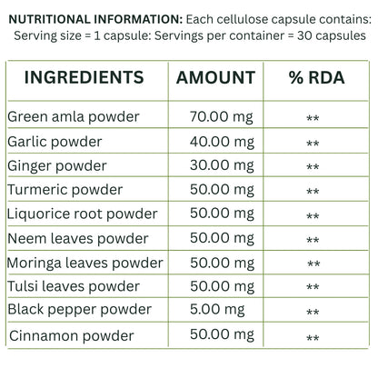 IMMUNOSAFETY Immunity Support Capsules | with Amla, Tulsi, Moringa, Neem, Garlic & Turmeric | Antioxidants & Daily Defense
